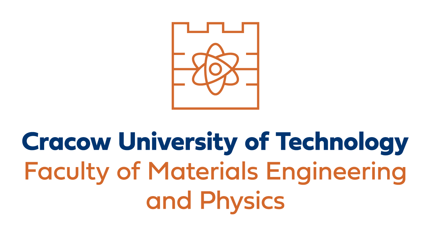 symetryczne logo Wydziału Inżynierii Materiałowej i Fizyki do stosowania samodzielnie lub z sygnetem Politechniki Krakowskiej